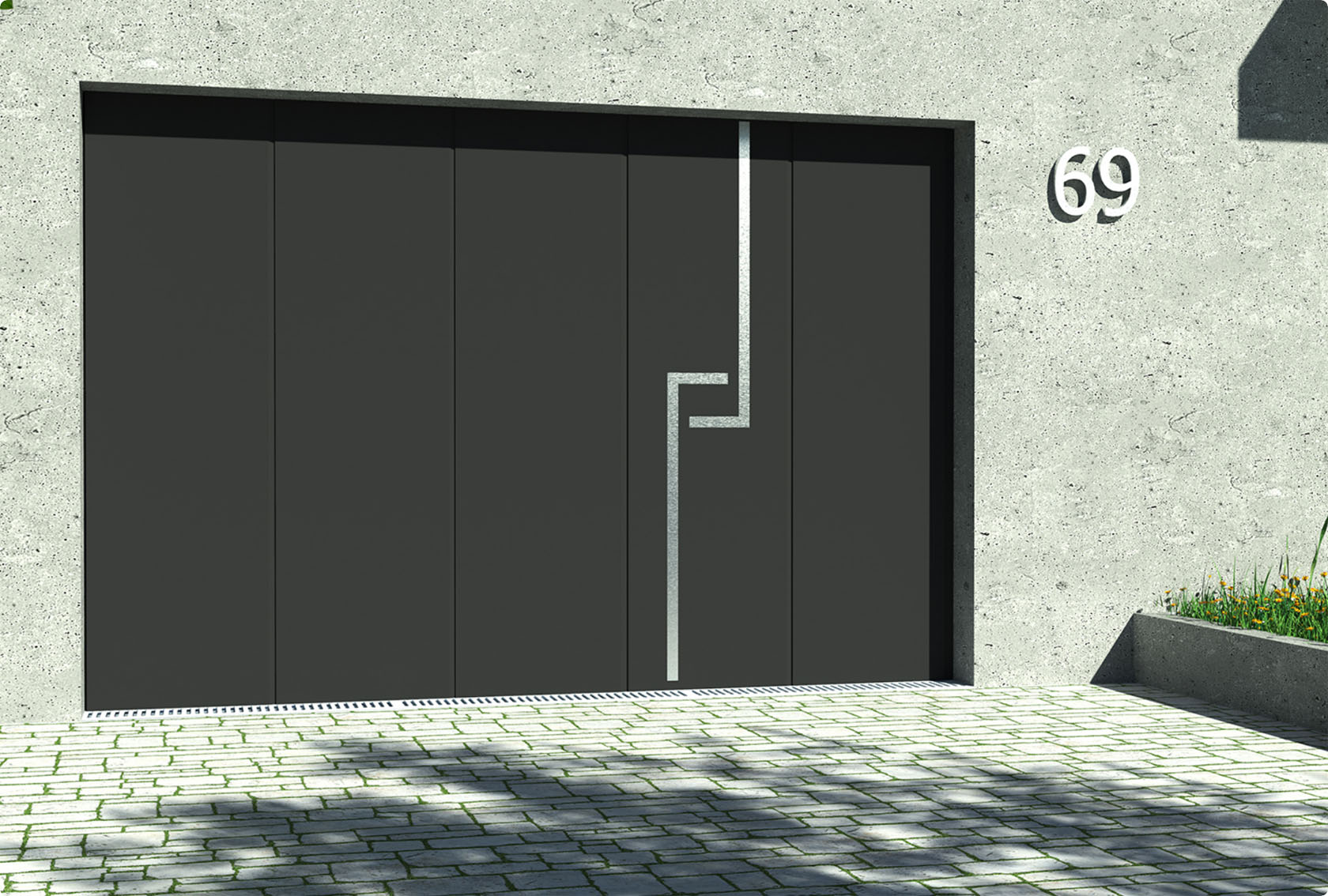 Portes de garage sectionnelle latérale avec décors